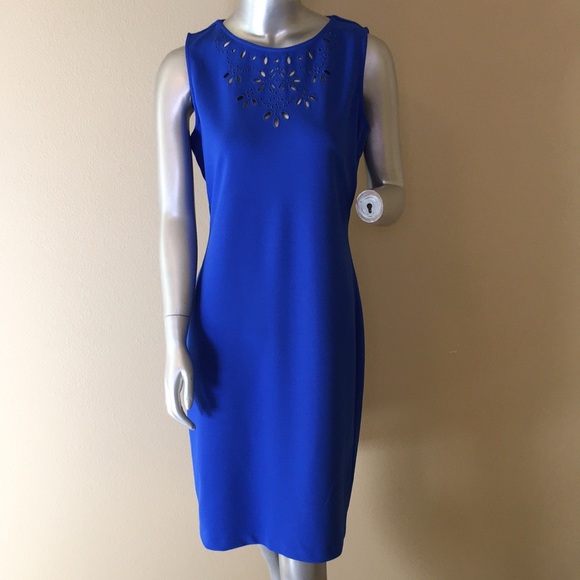 CALVIN KLEIN | Eyelet-Trim Sheath Dress - Picture 1 of 16